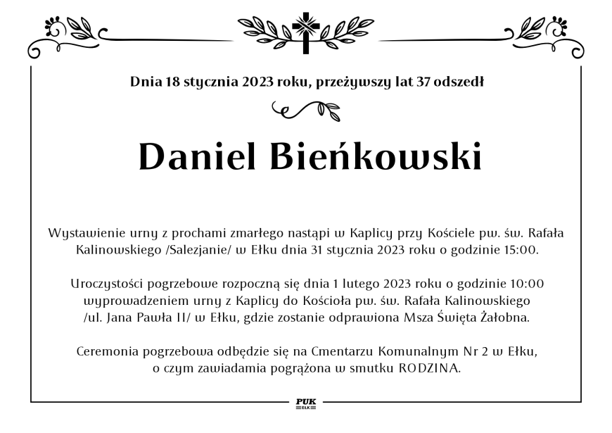 Daniel Bieńkowski - nekrolog